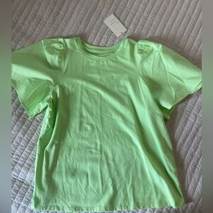 NWT A New Day Bright Green Ruffle Sleeve Top